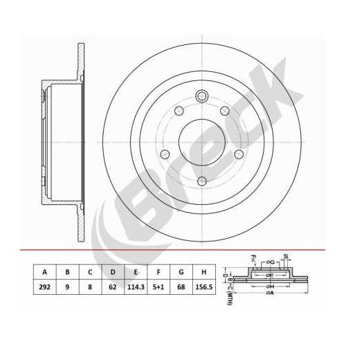 Ilustracja BR 085 SA100 BRECK TARCZA HAM./T/ NISSAN QASHQAI 08>