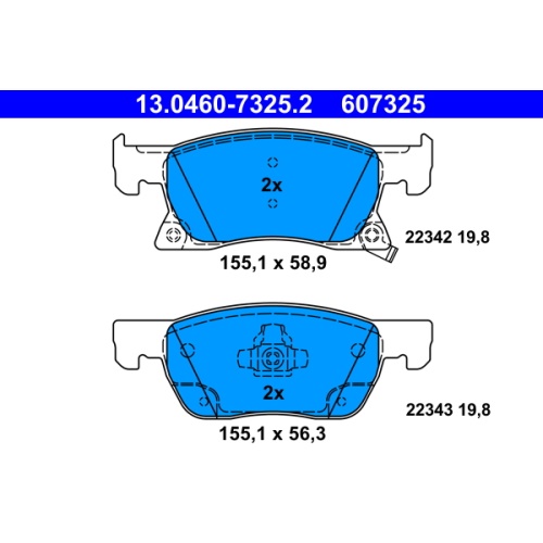 Ilustracja 13.0460-7325 ATE KLOCKI HAM./P/ OPEL ASTRA K 6/15> (!)