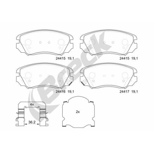 Ilustracja 24415 00 701 10 BRECK KLOCKI HAM./P/ OPEL INSIGNIA 08>
